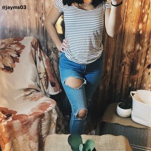 Black and white striped tee